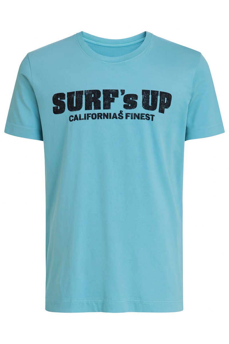 تيشيرت أزرق فاتح بطبعة "SURF'S UP CALIFORNIAS FINEST"