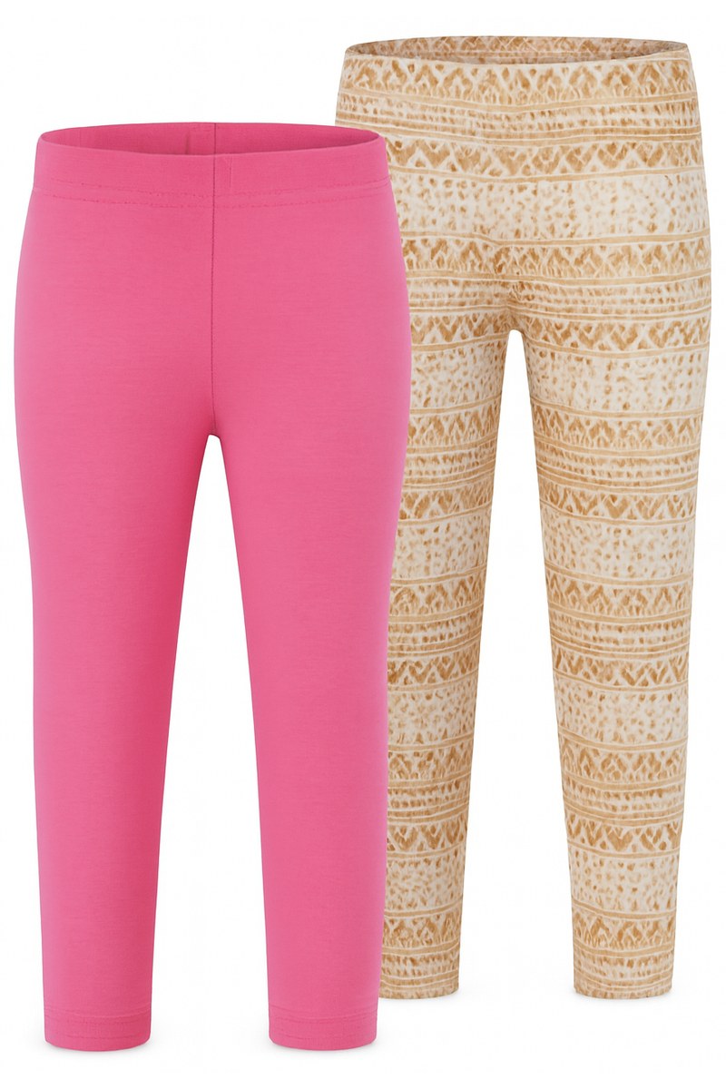 طقم ستريج أطفال قطعتين - وردي وسكري بنقوش