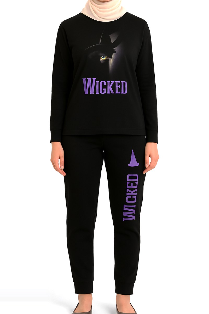 بيجامة نسائية "Wicked" سوداء مقاس M — صورة 3