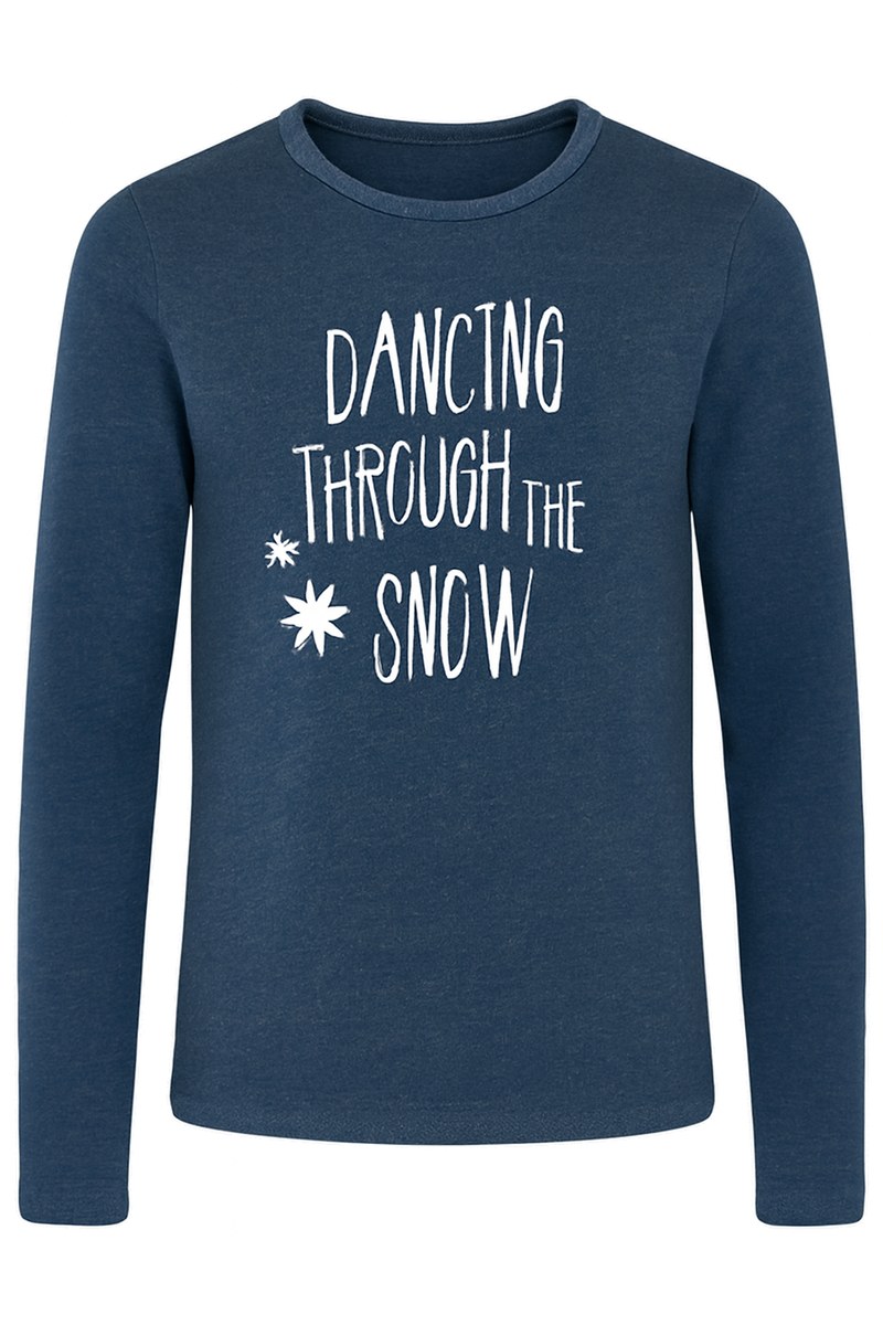 بلوزة أطفال شتوية بأكمام طويلة بطبعة "DANCING THROUGH THE SNOW"