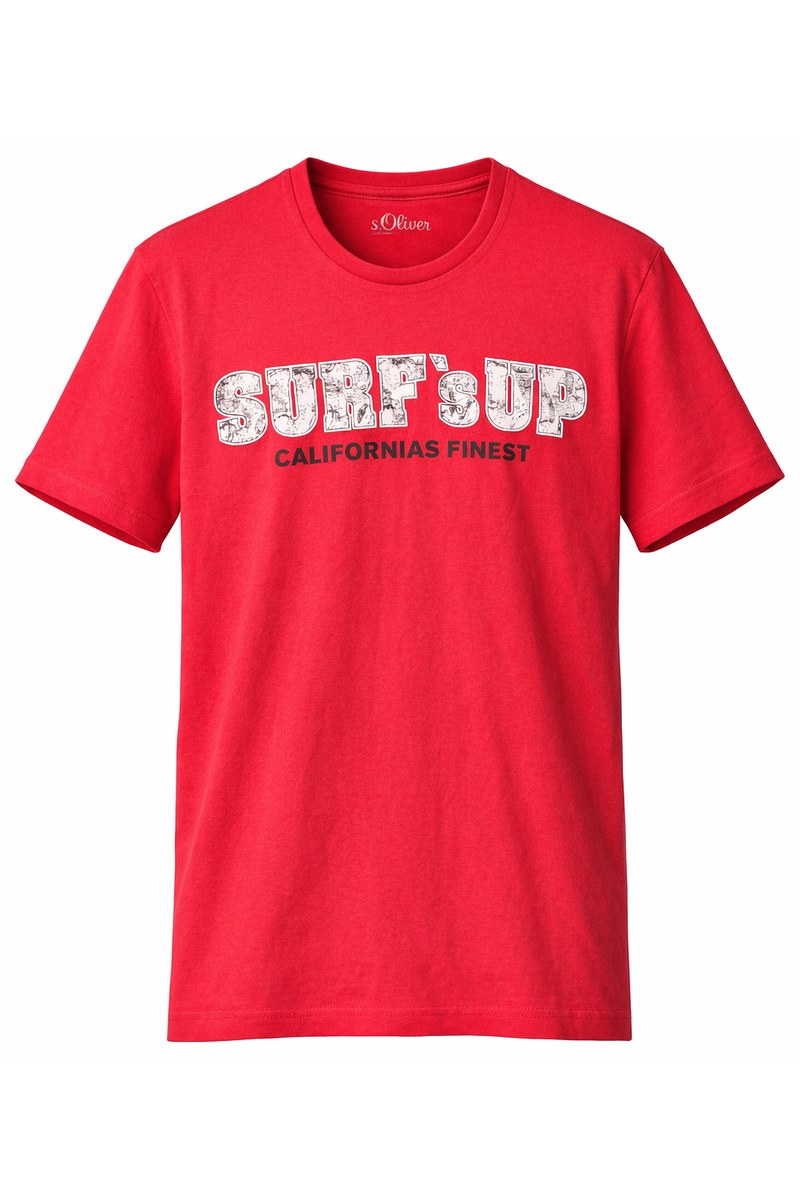 تيشيرت رجالي أحمر بطبعة "SURF'S UP" من s.Oliver
