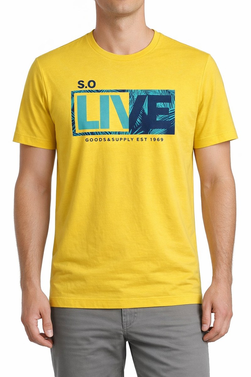 تيشيرت رجالي أصفر بطبعة S.O LIVE من S.Oliver — صورة 2