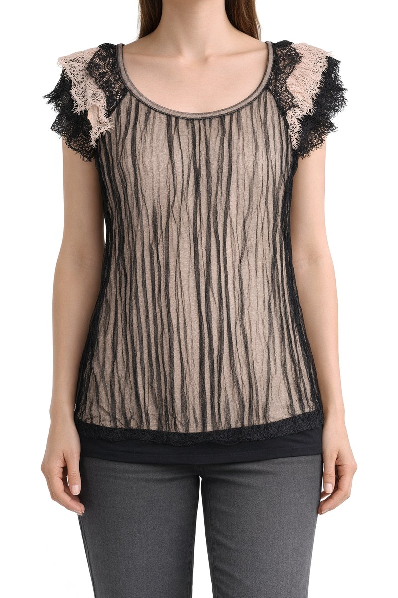 بلوزة نسائية أنيقة من VERO MODA بتصميم شبكي ودانتيل — صورة 2
