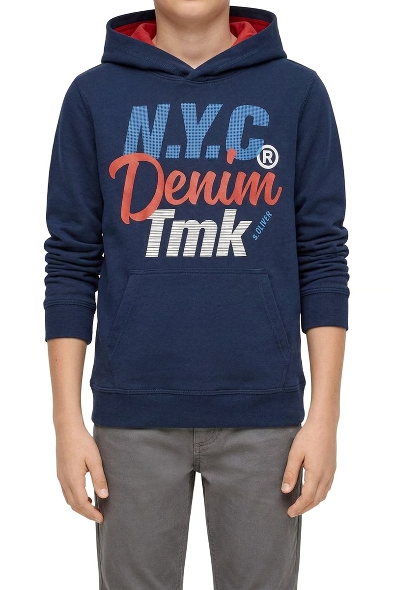 هودي ولادي أزرق بطبعة N.Y.C Denim — صورة 2