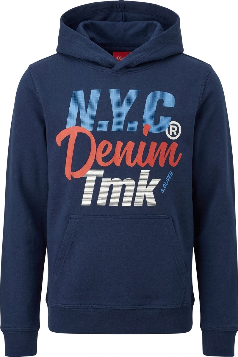 هودي ولادي أزرق بطبعة N.Y.C Denim
