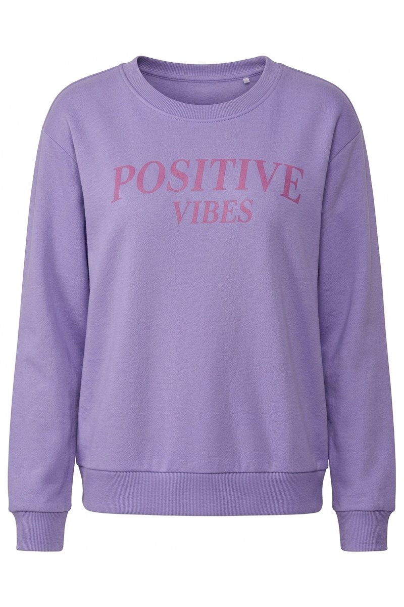 سويتشيرت نسائي بنفسجي بطبعة "POSITIVE VIBES"