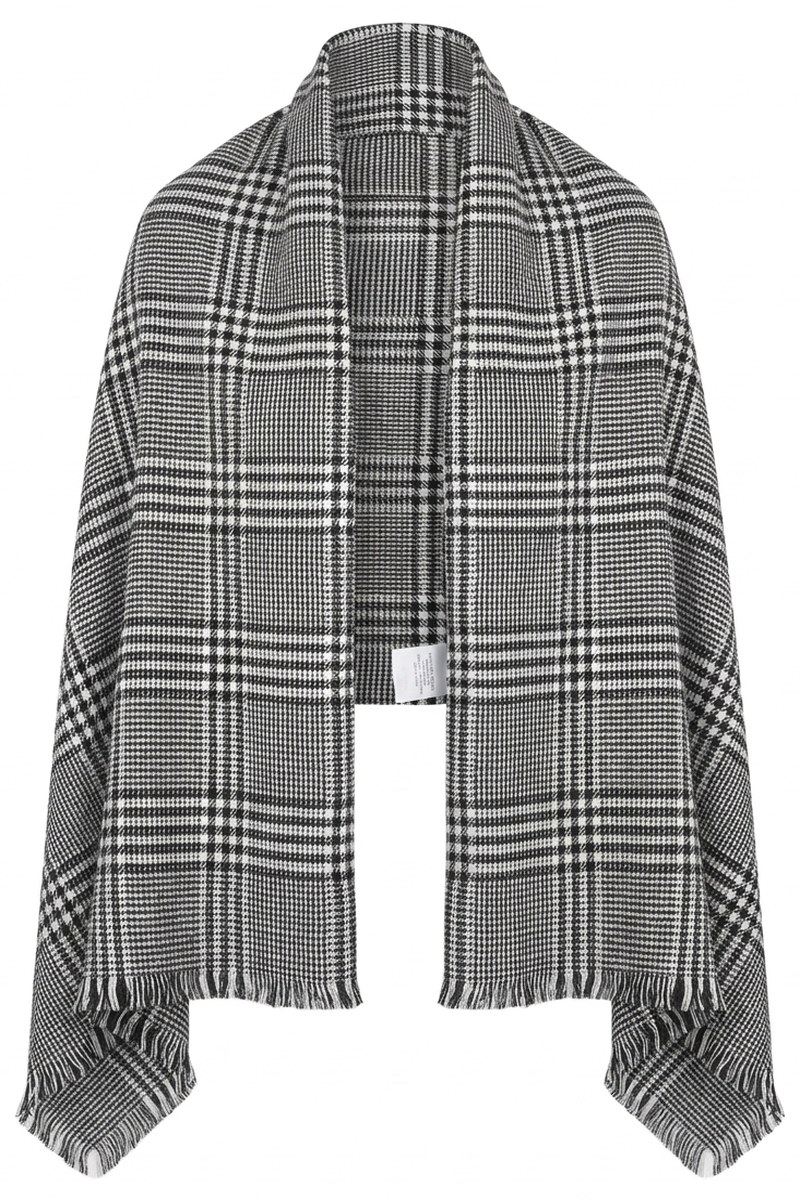 شال نسائي بنقشة مربعات بالأبيض والأسود