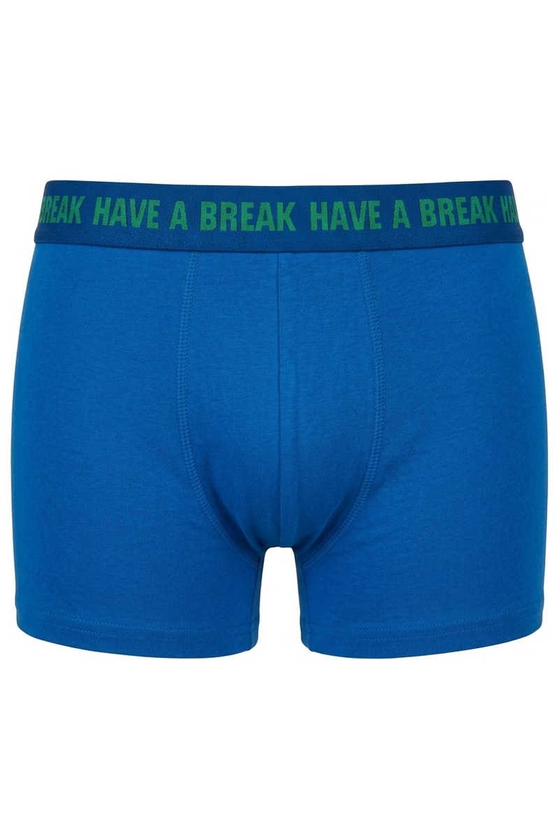 شورت رجالي أزرق بخصر مطاطي وعبارة "HAVE A BREAK"