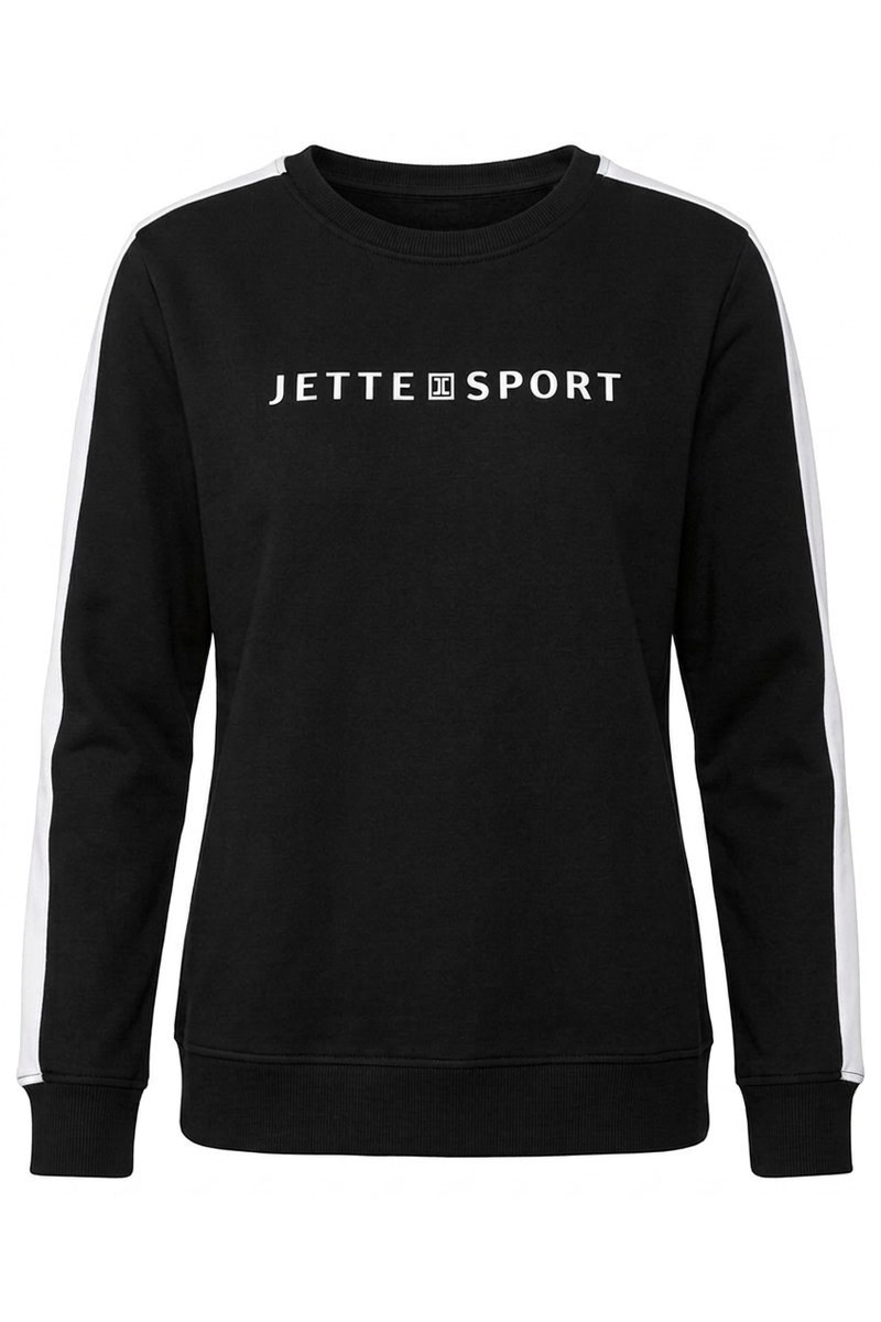 سويتشيرت نسائي أسود بأكمام مخططة من JETTE SPORT
