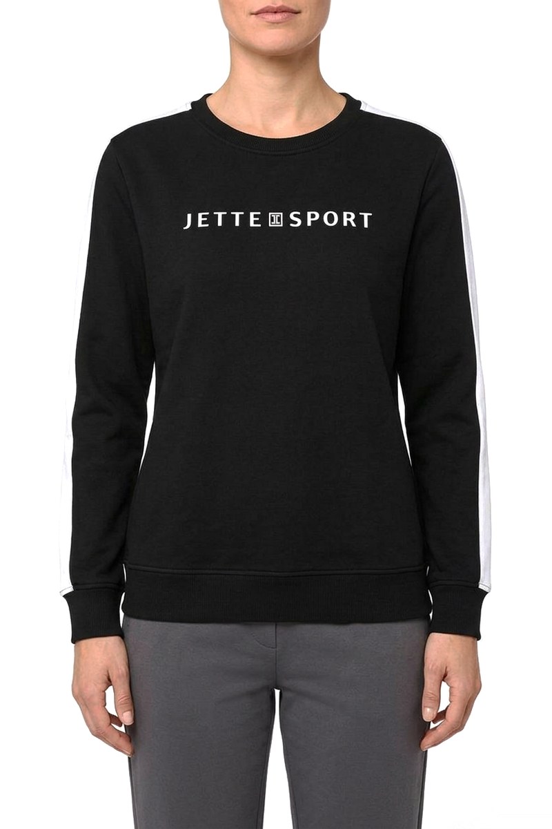 سويتشيرت نسائي أسود بأكمام مخططة من JETTE SPORT — صورة 2