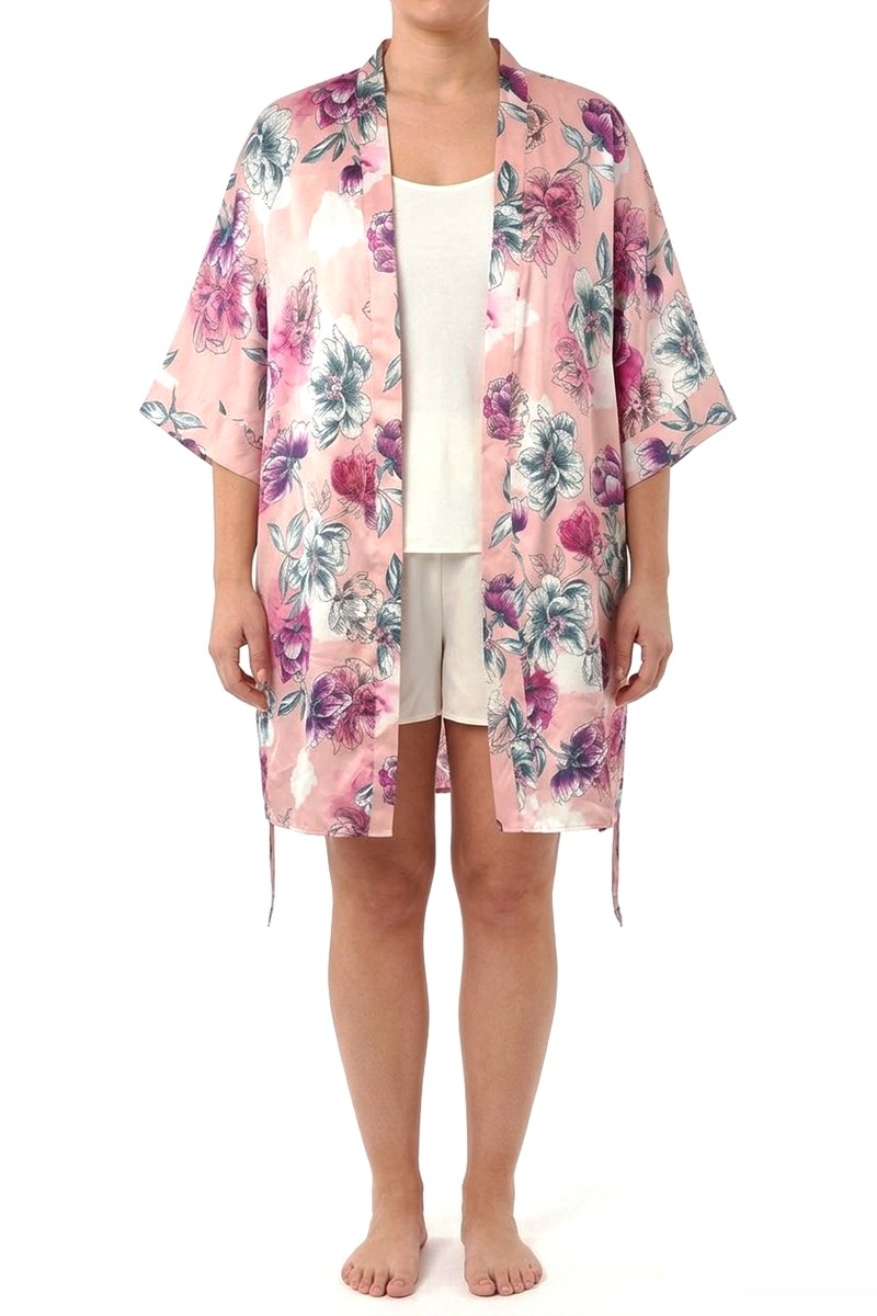كيمونو نسائي وردي بنقشة زهور أنيقة من George — صورة 2