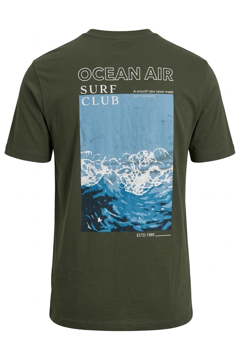 تيشيرت رجالي أخضر زيتي بطبعة SURF CLUB — صورة 3